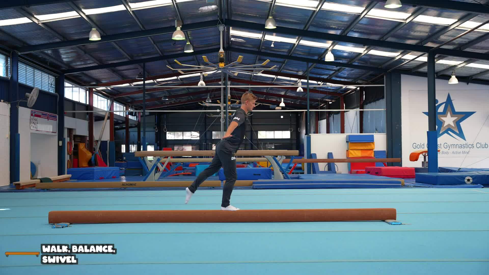 Elementary gymnastics - Beam - 5 walk - balance - swivel